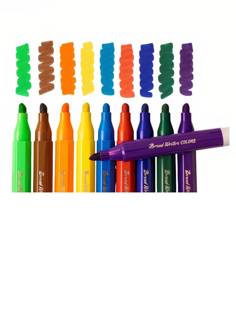 Vneeds Set Of 12 Washable Jumbo Markers With Thick Tip Multicolor 14cm - Image 2