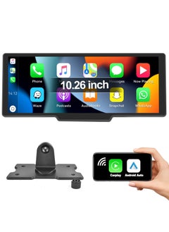 10.26” Touchscreen Portable Wireless Apple CarPlay Car Stereo – Bluetooth Hands-Free | GPS Navigation | Siri Assistant | Voice Control | Universal 7V-32V Compatibility for All Vehicles