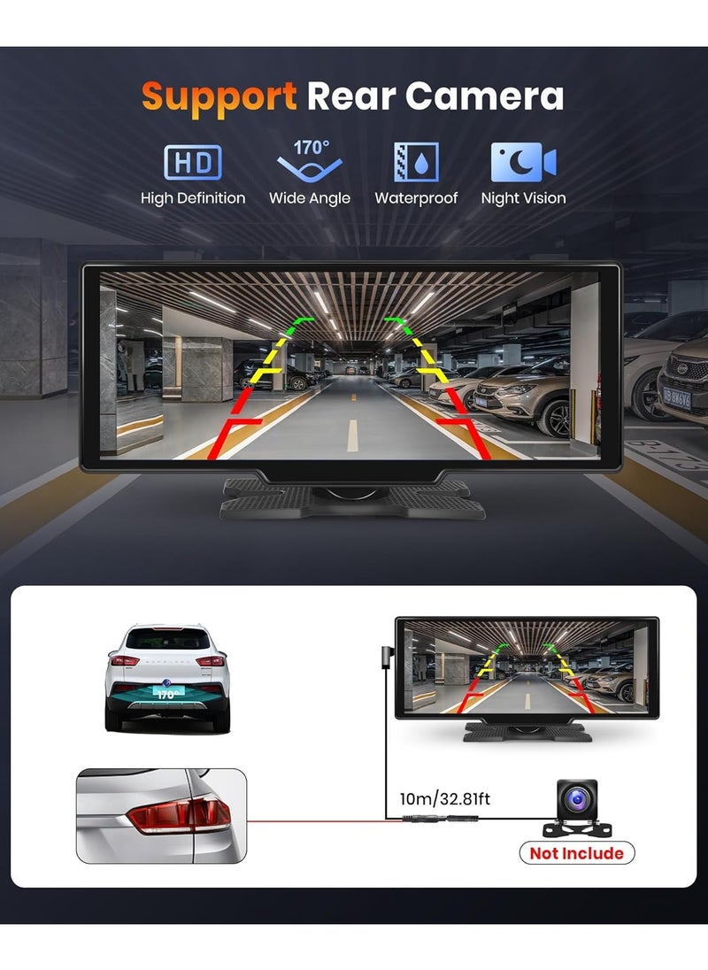 Generic - 10.26” Touchscreen Portable Wireless Apple CarPlay Car Stereo – Bluetooth Hands-Free | GPS Navigation | Siri Assistant | Voice Control | Universal 7V-32V Compatibility for All Vehicles - Image 1