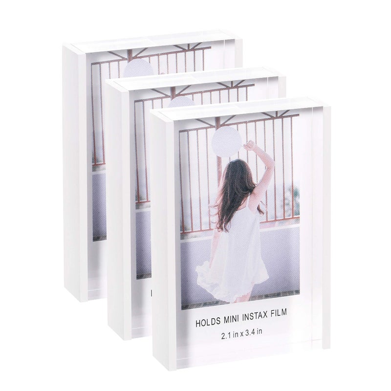 Phattopa Instax Mini Acrylic Picture Frames 2x3  Cute Polaroid Picture Frame  Desktop & Tabletop Picture Frames Set  Mini Instant Photo Frames for Fujifilm & Polaroid Film (3 Pack) 