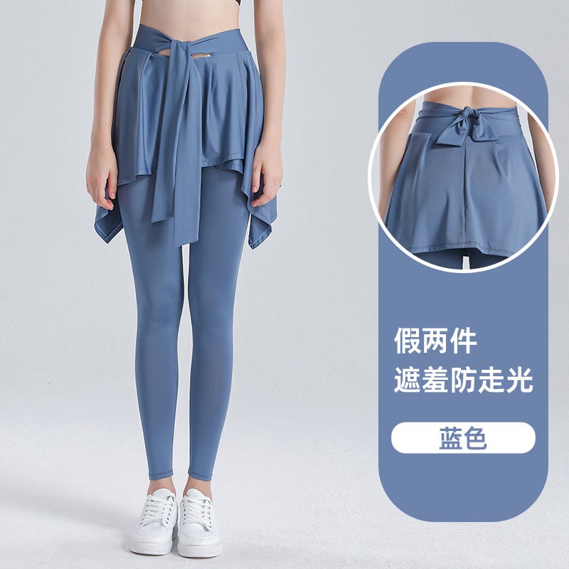 Generic 2024 Spring Yoga Fitness Tights Quick-Dry Skirt Pants Women Blue - Image 1