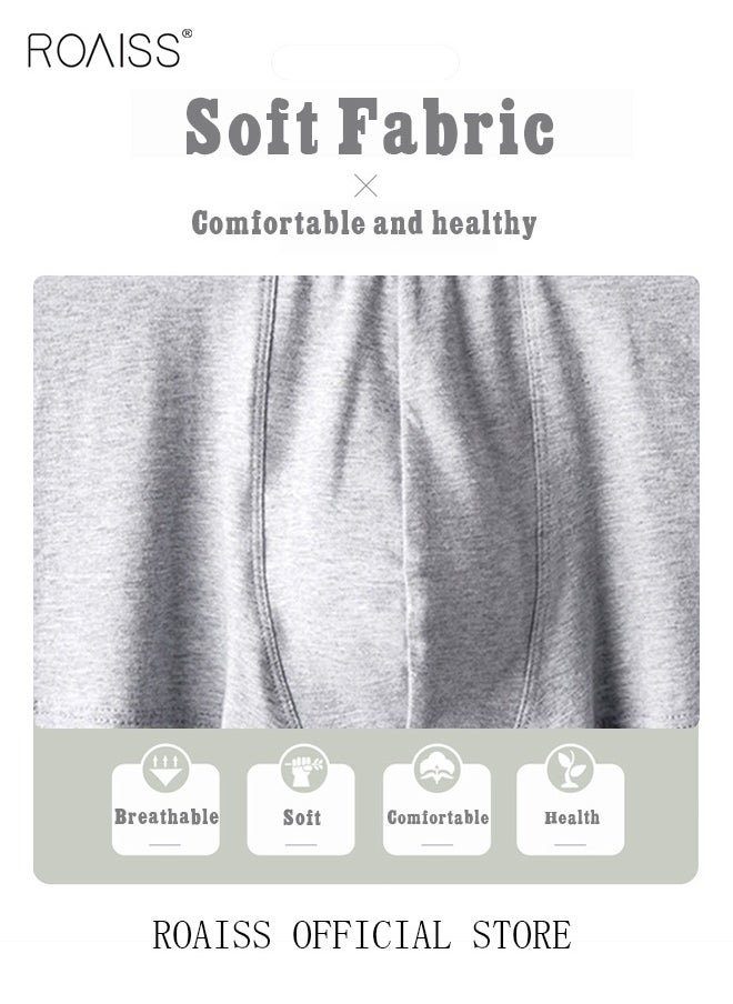 roaiss - Set of 4 Men's 95% Cotton Boxer Shorts Breathable Soft Underwear Summer High Stretch Seamless Underwear - Image 1
