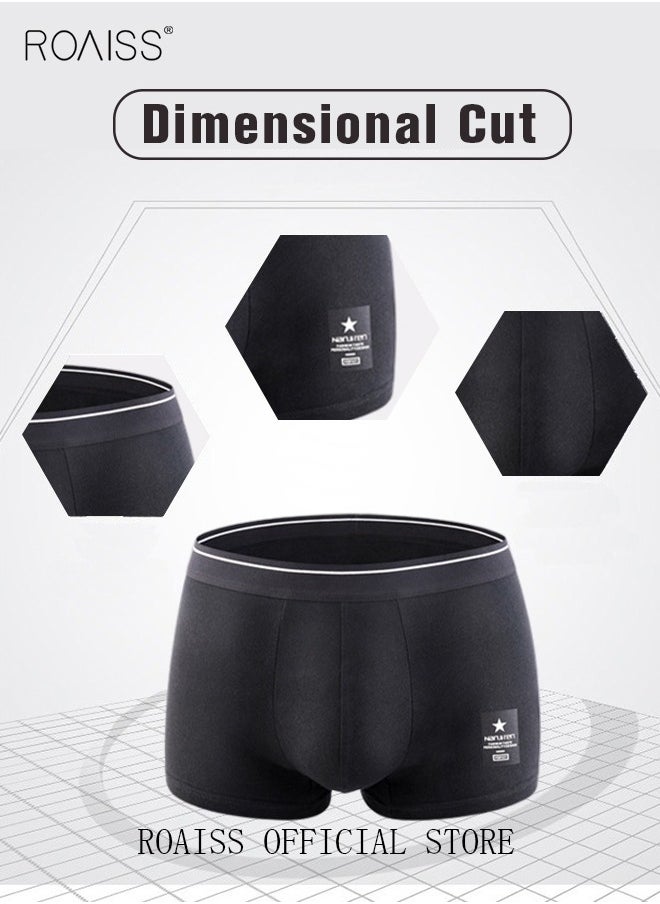 roaiss - Set of 4 Men's 95% Cotton Boxer Shorts Breathable Soft Underwear Summer High Stretch Seamless Underwear - Image 1