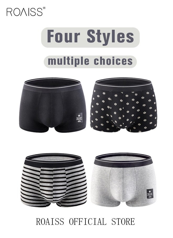 roaiss - Set of 4 Men's 95% Cotton Boxer Shorts Breathable Soft Underwear Summer High Stretch Seamless Underwear - Image 1