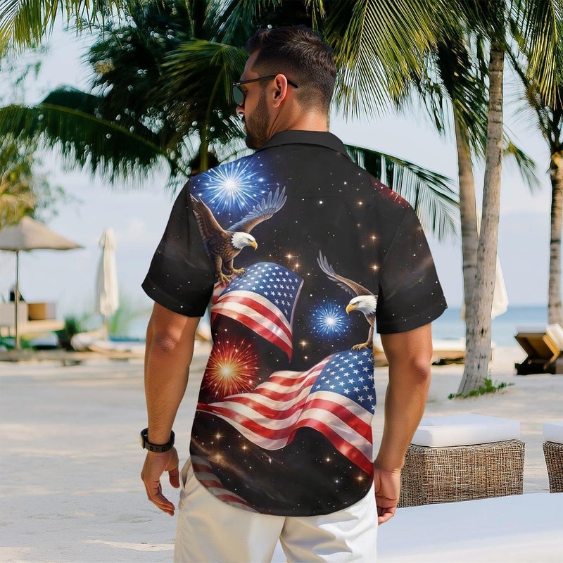 250Th Anniversary USA Hawaiian Shirt for Men, 1776-2026 Patriotic Short Sleeve Shirt, Independence Day Gifts M Black - Image 4