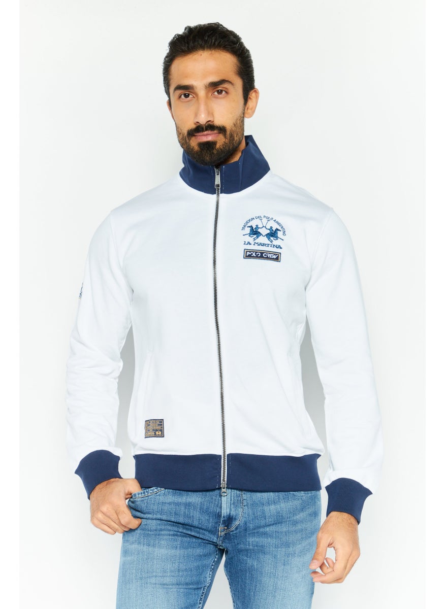 La Martina Men Mock Neck Long Sleeves Embroidered Logo Sweatshirt, Navy  - Image 1