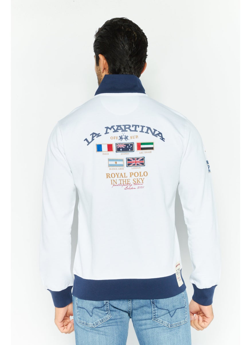 La Martina Men Mock Neck Long Sleeves Embroidered Logo Sweatshirt, Navy  - Image 4