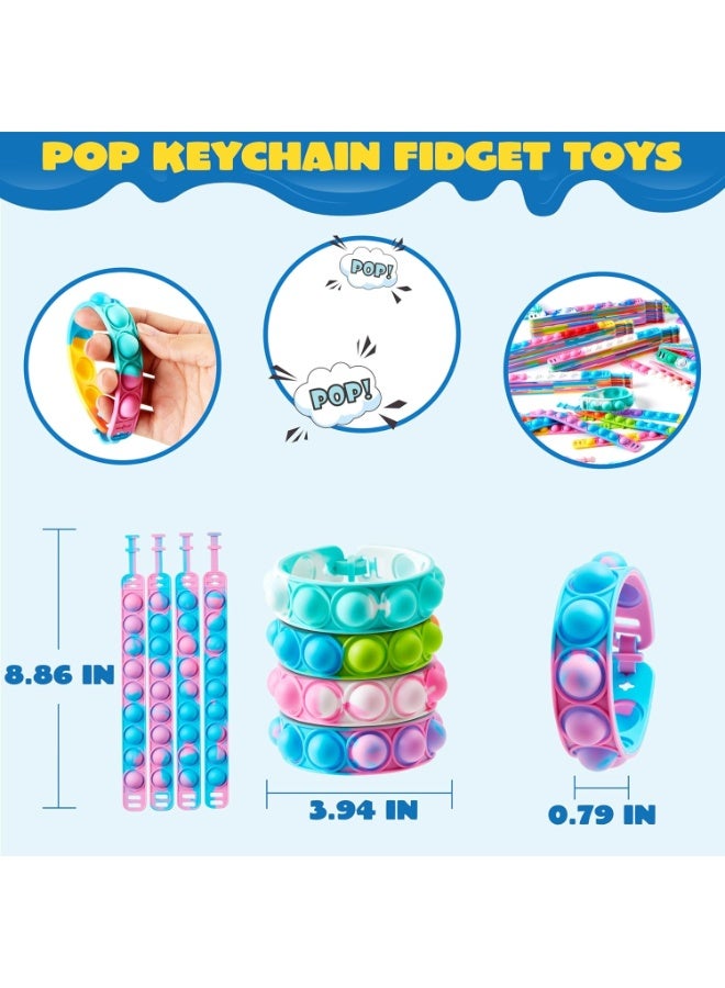 Kids Party Favors Pop Fidget Toys Bulk Its 6 Packs Fidget Bracelet It Birthday Party Favors for Goodie Bags Stuffers for Kids Classroom Prizes Poppers End of Year Student Gifts Girls Boys Trinkets (Random Colors) - Image 2