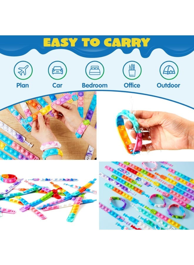 Kids Party Favors Pop Fidget Toys Bulk Its 6 Packs Fidget Bracelet It Birthday Party Favors for Goodie Bags Stuffers for Kids Classroom Prizes Poppers End of Year Student Gifts Girls Boys Trinkets (Random Colors) - Image 4