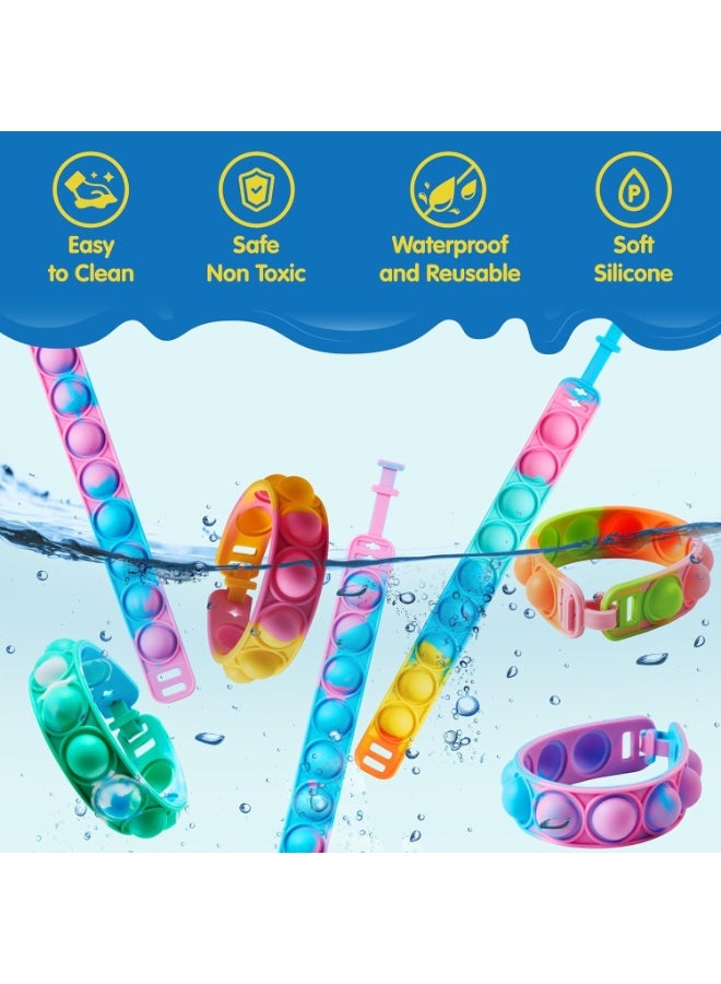 Kids Party Favors Pop Fidget Toys Bulk Its 6 Packs Fidget Bracelet It Birthday Party Favors for Goodie Bags Stuffers for Kids Classroom Prizes Poppers End of Year Student Gifts Girls Boys Trinkets (Random Colors) - Image 3