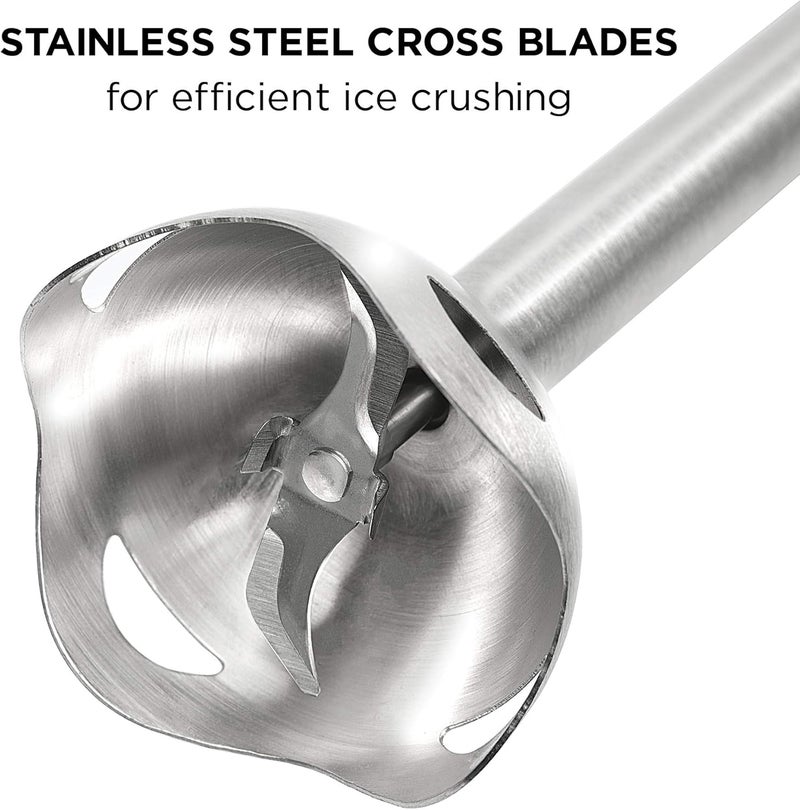 Chefman Immersion Stick Hand Blender with Stainless Steel Blades, Powerful Electric Ice Crushing 2-Speed Control Handheld Food Mixer, Purees, Smoothies, Shakes, Sauces & Soups, Grey - Image 3