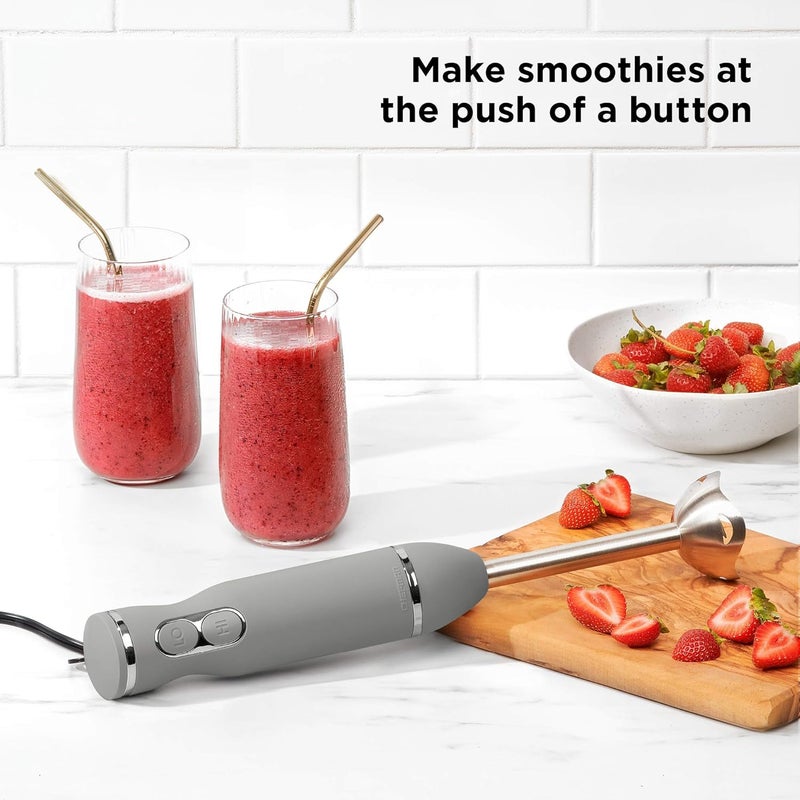 Chefman Immersion Stick Hand Blender with Stainless Steel Blades, Powerful Electric Ice Crushing 2-Speed Control Handheld Food Mixer, Purees, Smoothies, Shakes, Sauces & Soups, Grey - Image 5