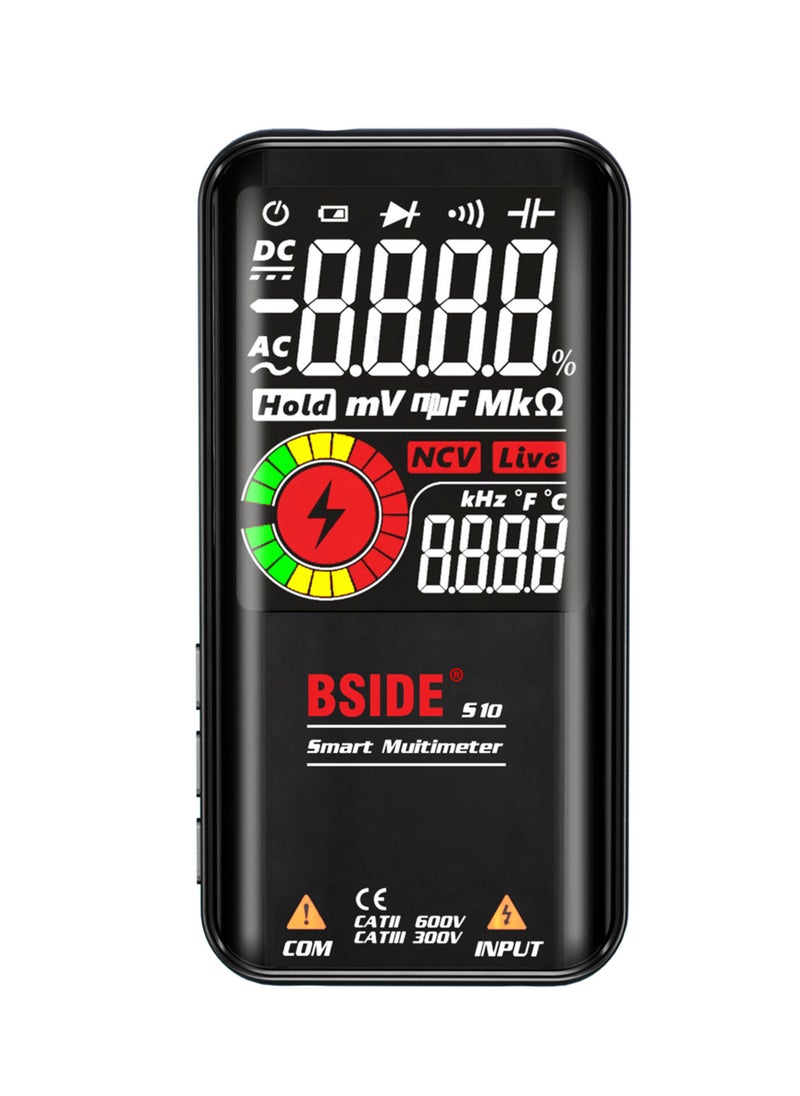 S10 ذكي 9999 التهم شاشة LCD رقمية متعددة التيار المتناوب/تيار مستمر الفولتميتر جهاز قياس المقاومة اختبار المقاومة السعة تردد الصمام الثنائي الاستمرارية NCV خط مباشر مع عقد بيانات ضوء الفلاش
