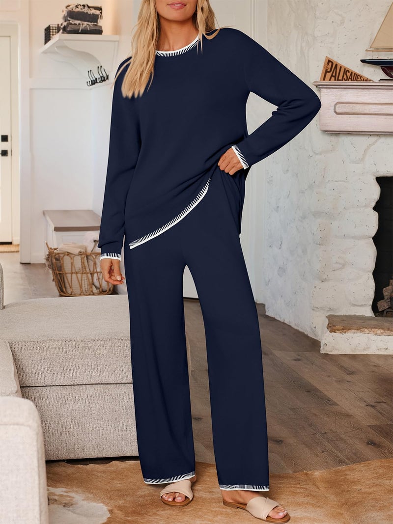 LILLUSORY Lounge Sets Womens 2 Two Piece Matching Sweater Loungewear Set 2026 Fall Winter Two Piece Fall Knit Comfy Clothes Outfits - Image 2