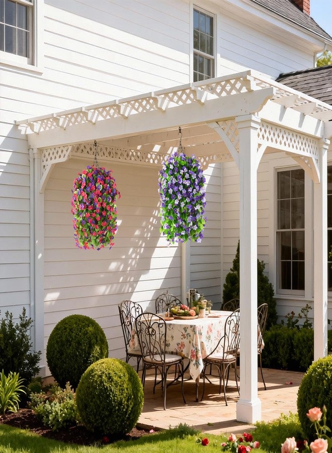 ZFProcess 2 Pack Artificial Hanging Flowers, Fake Flowers Hanging Plant Violet Flower, Artificial Faux Silk Flowers Fall Florals for Wall Garden Wedding Outdoor Decoration(Dark Orchid) - Image 5
