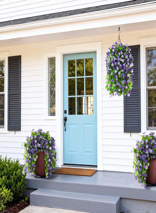 ZFProcess 2 Pack Artificial Hanging Flowers, Fake Flowers Hanging Plant Violet Flower, Artificial Faux Silk Flowers Fall Florals for Wall Garden Wedding Outdoor Decoration(Dark Orchid) - Image 3