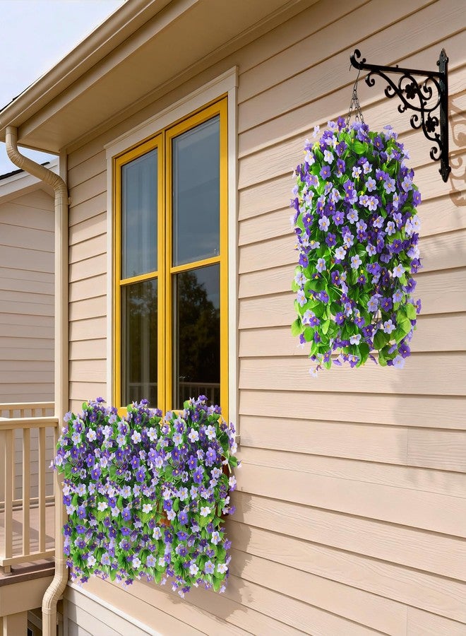 ZFProcess 2 Pack Artificial Hanging Flowers, Fake Flowers Hanging Plant Violet Flower, Artificial Faux Silk Flowers Fall Florals for Wall Garden Wedding Outdoor Decoration(Dark Orchid) - Image 2
