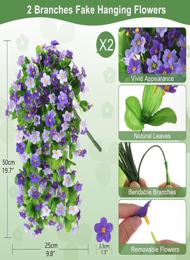 ZFProcess 2 Pack Artificial Hanging Flowers, Fake Flowers Hanging Plant Violet Flower, Artificial Faux Silk Flowers Fall Florals for Wall Garden Wedding Outdoor Decoration(Dark Orchid) - Image 4