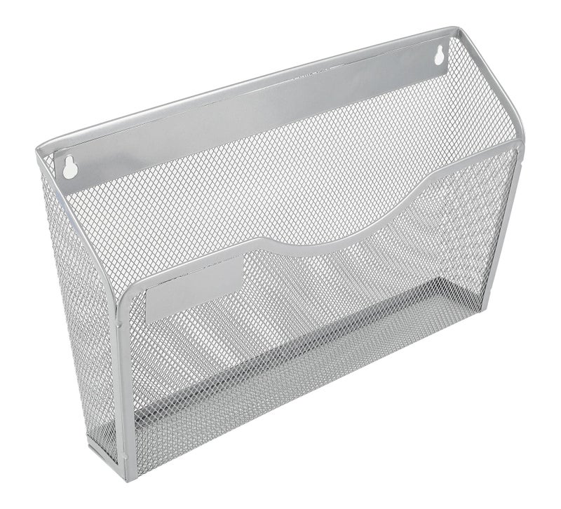 EasyPAG Wall File Organizer with Label Panel 6 Single Pocket Mesh Hanging File Folder Organizer for Letter/A4 Size Folders Wall Mounted Vertical Mail Holder for Paperwork, Office, Home, School, Silver - Image 3