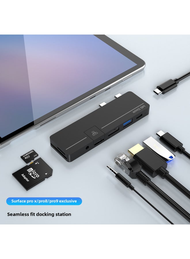 Rocketek For Microsoft Surface Pro9/8/x Docking Station With Mesh Port Pd Charging Type-c Computer Docking Hub - Image 1