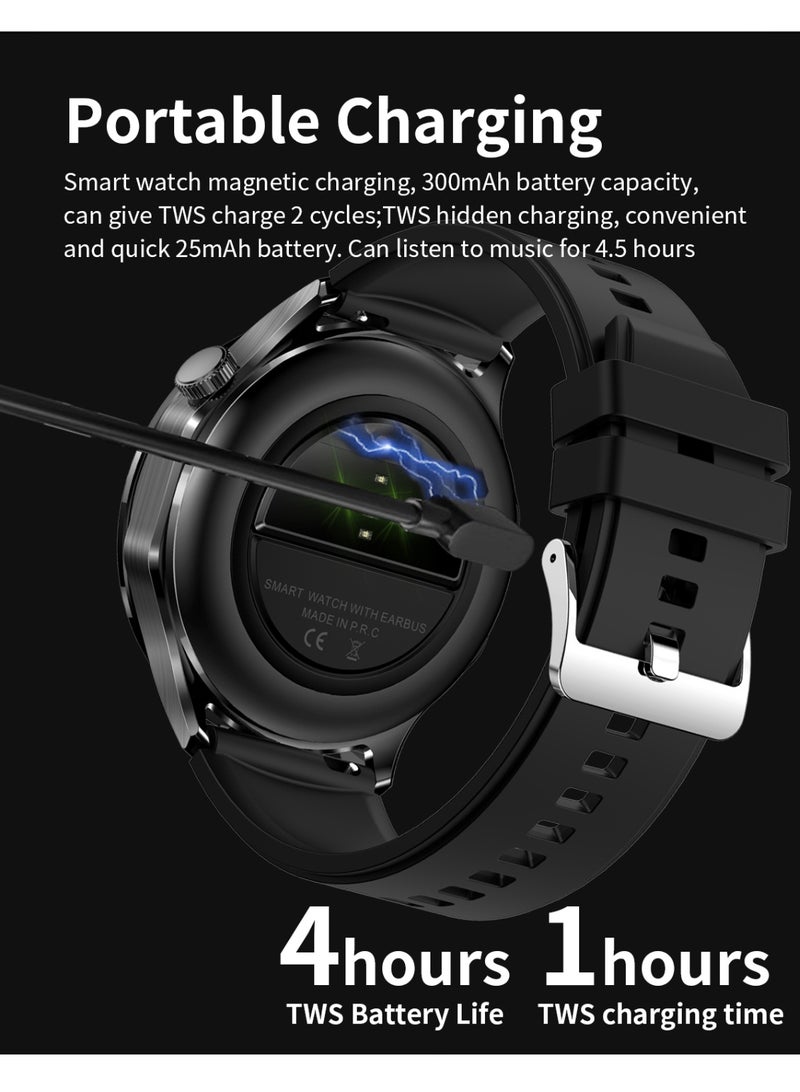 رولستيمي ساعة ذكية رياضية للرجال مقاومة للماء مع سماعة رأس لاسلكية مدمجة لمراقبة الصحة وضع متعدد الرياضات ، ومناسبة لعشاق الرياضة في الهواء الطلق (شريط أسود) - Image 5