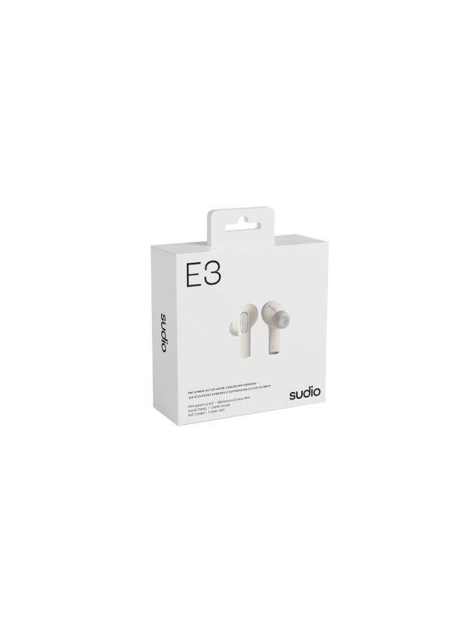 Sudio E3 Wireless Earbuds with Bluetooth 5.3, Hybrid ANC, Microphone, Codec AAC, 30h Playtime, Wireless and USB Type-C Charging, Sweat and Splash Resistance (Cream White) - Image 5