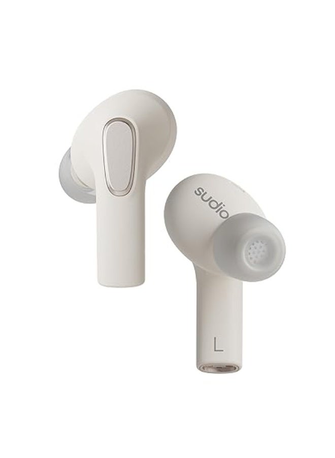 Sudio E3 Wireless Earbuds with Bluetooth 5.3, Hybrid ANC, Microphone, Codec AAC, 30h Playtime, Wireless and USB Type-C Charging, Sweat and Splash Resistance (Cream White) - Image 1
