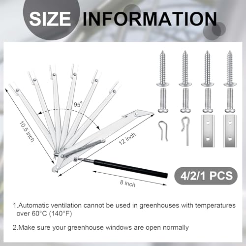 Amylove 2 Pcs Dual Spring Automatic Roof Vent Opener Greenhouse Accessories Solar Greenhouse Heater Sensitive Ventilation Kit Automatic Window Vent Opener Replacement for Gardening - Image 3