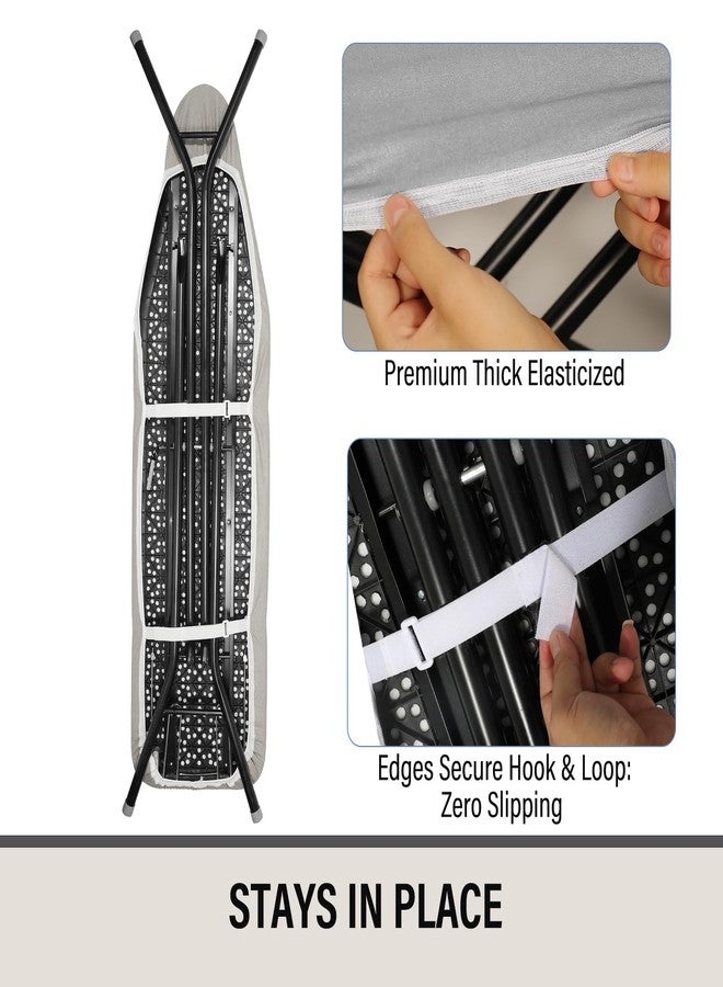 Iwtmm Ironing Board Cover and Pad with Silicone Coating, Thick Scorch-Resistant Padding, Heavy Duty for Home & Professional Use, Fits 15 x 54 Inches Boards, Secure Hook & Loop Fastener (Silver) - Image 4