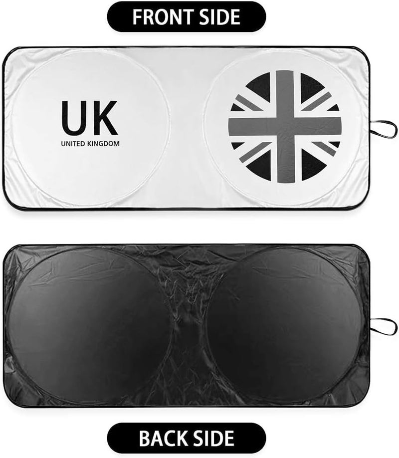GZSH حاجب الشمس الأمامي Mini Cooper Union Jack متوافق مع Mini Cooper Clubman Countryman، إكسسوارات Union Jack، يحجب الأشعة فوق البنفسجية، يحافظ على برودة السيارة (رمادي) - Image 2