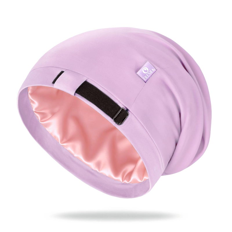 OLESILK 100% Mulberry Silk Bonnet for Sleeping Women & Men, Silk Hair Wrap for Sleeping, Purple - Image 1