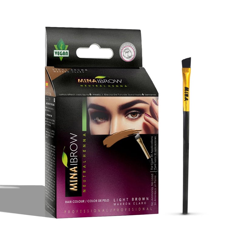 MinaiBrow Tint Kit Light Brown | Natural Spot Coloring Brow Powder with Brush for Tinting | Water & Smudge Proof Instant Brow Dye, 100% Gray Converge, Ammonia Free - Image 1