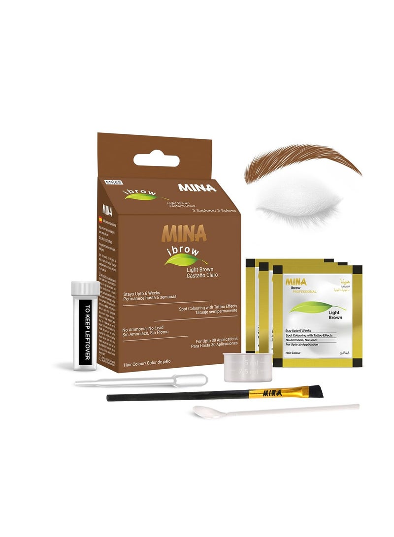 MinaiBrow MinaiBrow Tint Kit Light Brown | Natural Spot Coloring Brow Powder with Brush for Tinting | Water & Smudge Proof Instant Brow Dye, 100% Gray Converge, Ammonia Free, Color: Light Brown  - Image 1