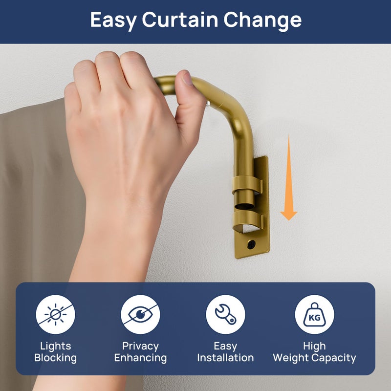 ENJOYBASICS Blackout Curtain rod for windows 48 to 84, Wrap Around Curtain Rods for Bedroom, Living Room, Adjustable from 30 to 86 Inches, Gold - Image 2