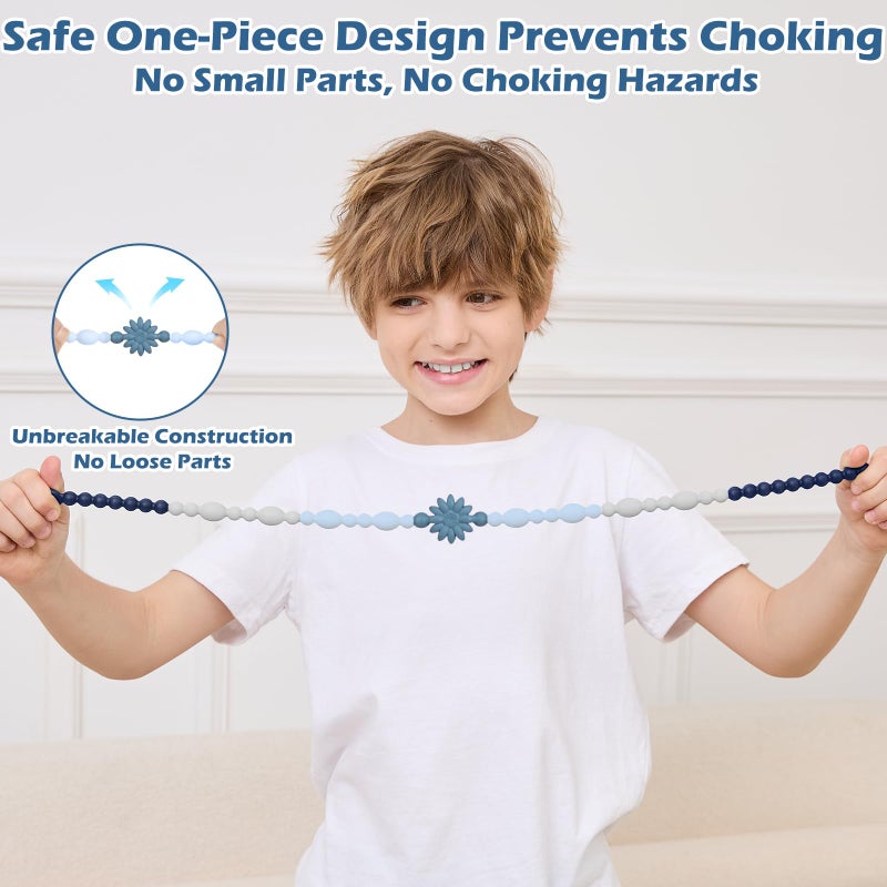 Vanelioris Chew Necklaces for Sensory Kids Adults, Flower Chewy Necklace Sensory Toys for Autism Nail Biting, Fidget Necklace Oral Chew Toys, ADHD Tools for Boys Girls - Image 3