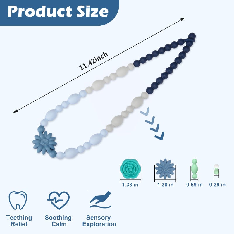 Vanelioris Chew Necklaces for Sensory Kids Adults, Flower Chewy Necklace Sensory Toys for Autism Nail Biting, Fidget Necklace Oral Chew Toys, ADHD Tools for Boys Girls - Image 2