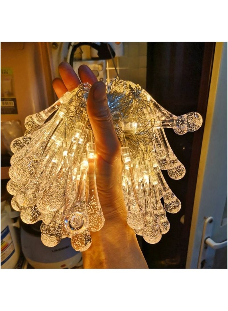 ACLIX Fairy Garland 30 LED  Water drop Ball String Lights For Christmas Tree Wedding Home Indoor Decoration Valentine's Day Yellow 5M - Image 2