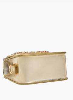 Little Missy Girls Embellished Crossbody Bag with Detachable Chain Strap and Button Closure  - Image 5