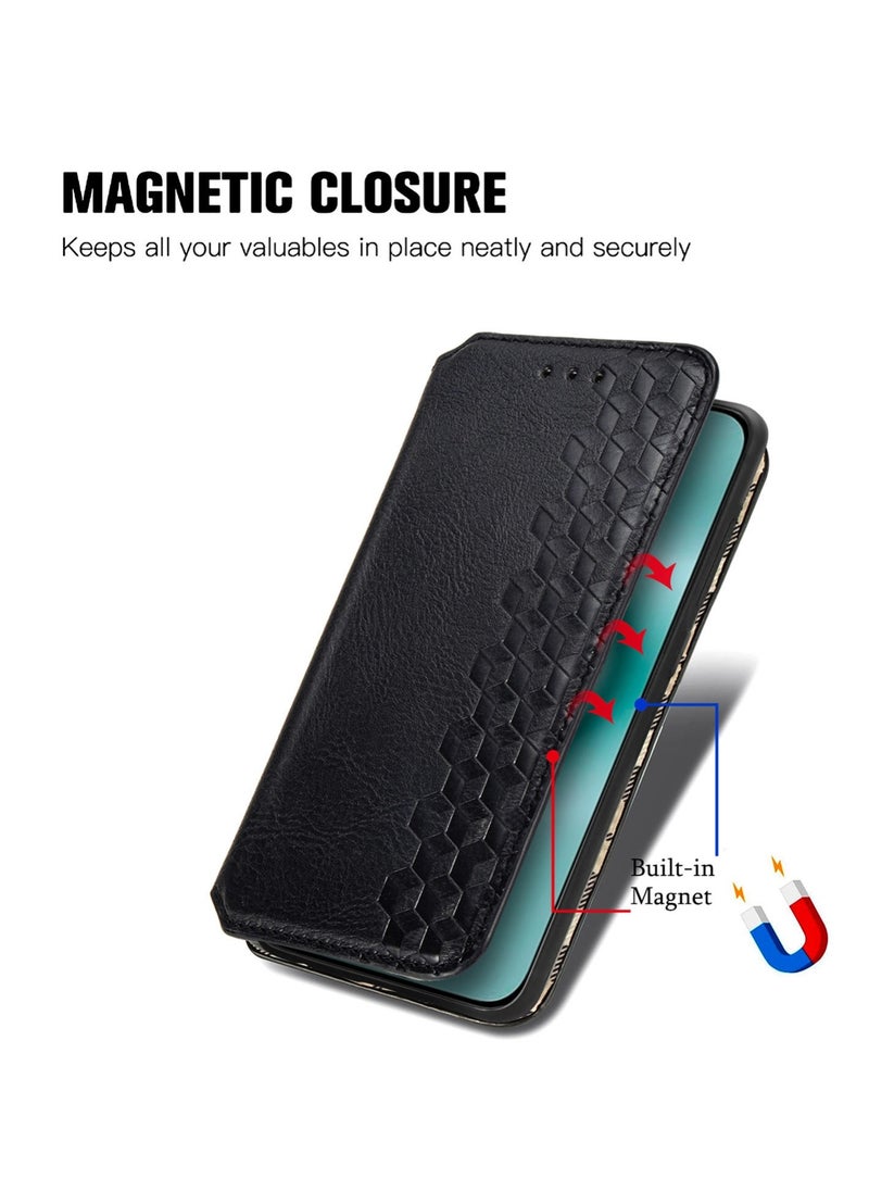 إيروريكس جراب هاتف جلدي مغناطيسي مضغوط شبكي مكعب لهاتف Huawei Pura 70 (أسود)  - Image 4
