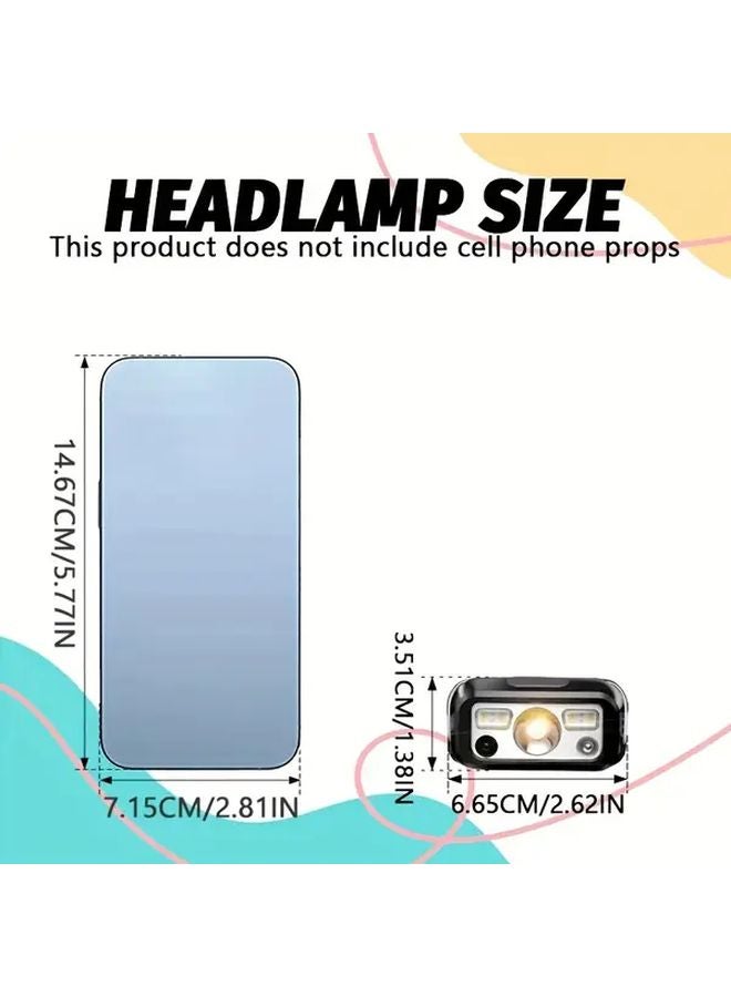 USB Rechargeable LED Motion Sensing Headlamp With COB Red Strobe Emergency Light - Image 4