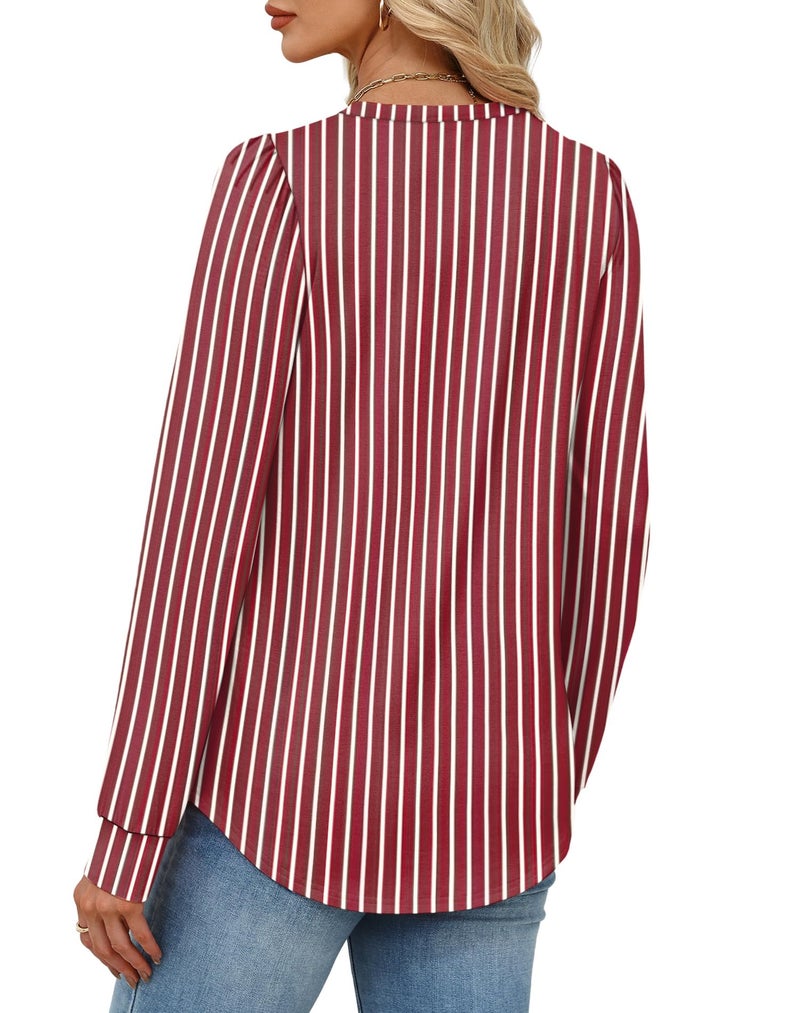 Alaroo Plus Size Fall Fashion Deals Striped Shirts Tunic Boho Tops for Women Basic Sweatshirts Crewneck Clothes Print 40 2XL - Image 5