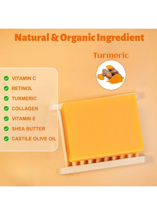 MR.A 3 عبوات من صابون الكركم، صابون الكركم العضوي للوجه والجسم، صابون الليمون والكركم مع فيتامين C وE لجميع أنواع البشرة، غسول وجه بصابون الكركم لتنعيم وترطيب البشرة - Image 2