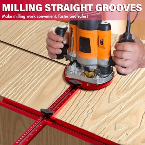 Sigerio New 4 in 1 Router Milling Groove Bracket, Aluminum Alloy Router Circle Cutting Jig, Multifunctional Router Guide Cutting Large Circles From 10" to 58", Adjustable Woodworking Tool (Rose Red) - Image 5