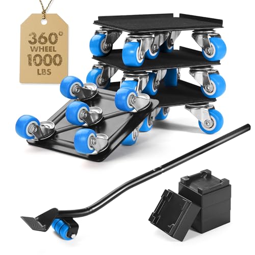 Shnbxtnd Heavy Duty Furniture Moving Tool Set Supports up to 1000 Pounds 5 Wheel Metal Furniture Mover Furniture Dolly Appliance Furniture Sliders with Wheels Furniture Lifter Tool Blue 43 x43 - Image 1