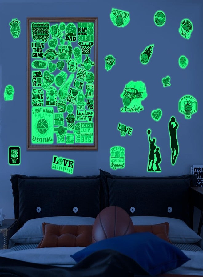 Robmoda Glow in The Dark Cool Basketballs Wall Decals, Love Sports Stickers for Baby Girls Boys Room, Luminous Ceiling Decor for Bedroom Playroom Nursery - Image 5