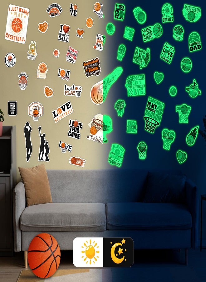 Robmoda Glow in The Dark Cool Basketballs Wall Decals, Love Sports Stickers for Baby Girls Boys Room, Luminous Ceiling Decor for Bedroom Playroom Nursery - Image 3