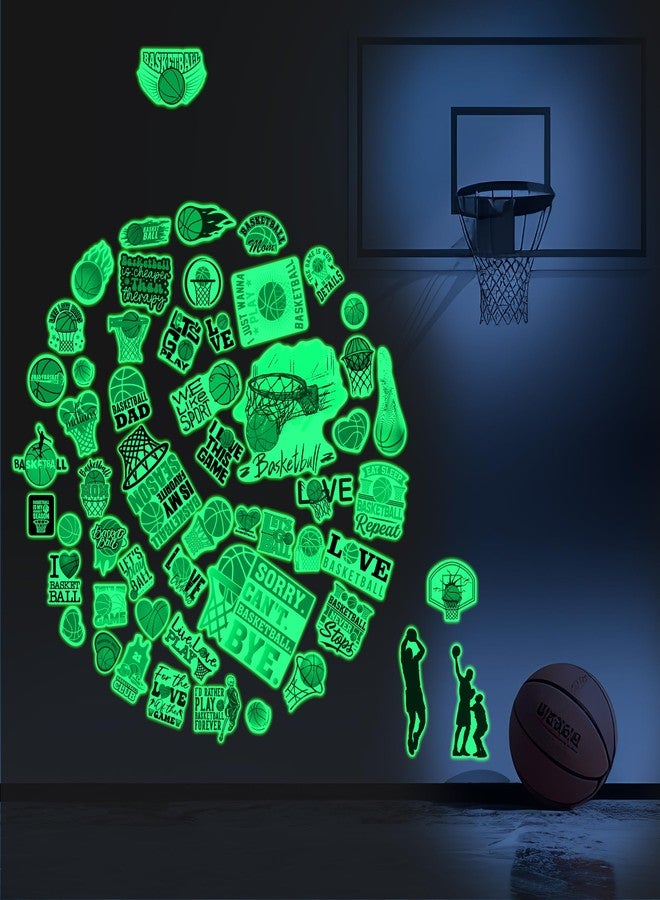 Robmoda Glow in The Dark Cool Basketballs Wall Decals, Love Sports Stickers for Baby Girls Boys Room, Luminous Ceiling Decor for Bedroom Playroom Nursery - Image 2