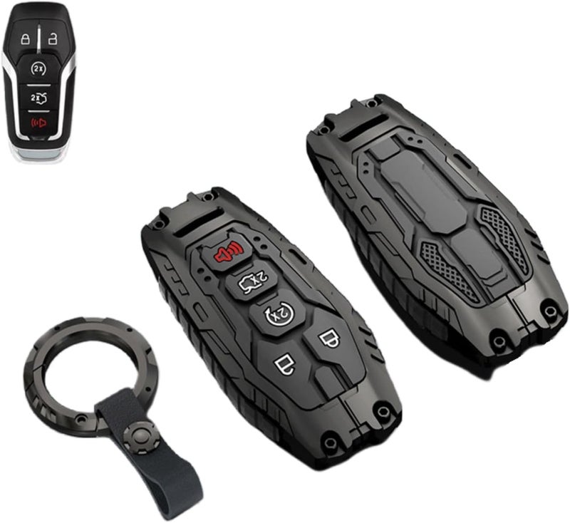 facaizhu Heavy Key Fob Cover Case Protector for Ford F150 Mustang Explorer Edge Fusion Lincoln MKZ MKC MKX (Model-B Black) - Image 1