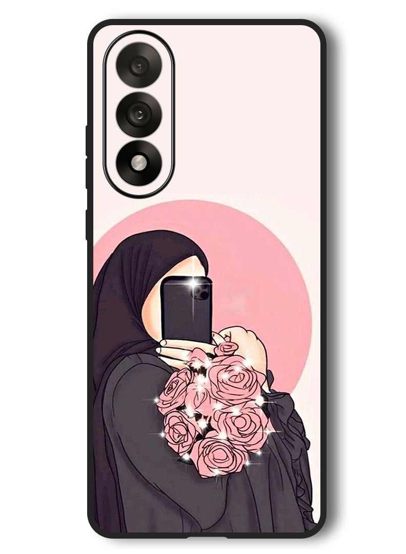 Theodor Case Compatible with OnePlus Nord 5 6.83 Inch Protection Shockproof Bumper Cover Making Selfies While Holding Flowers - Image 1