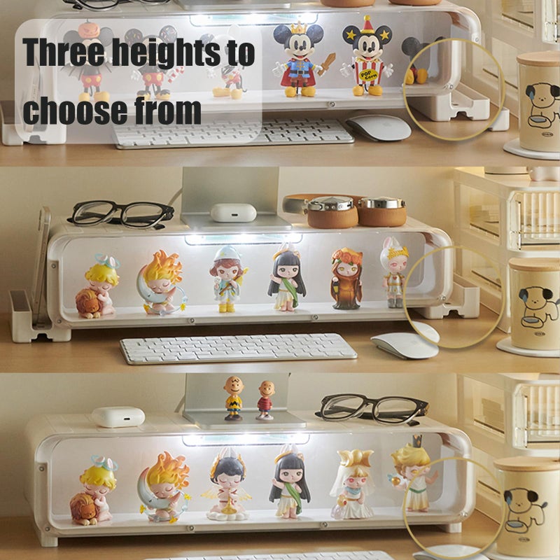 WMM Monitor Stand Riser, Computer Monitor Stand with Drawer and Display Minifigures, Computer Desktop Stand with Lights, Removable Elevated Structure, Compatible with Computers, Desktops, and Laptops - Image 5
